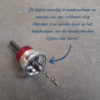 Verstelbare verzinkboor met diepteaanslag 4 mm.