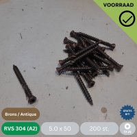 Vlonderschroef 5.0 x 50 - RVS 304 - Brons