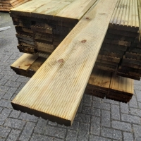 Vlonderplank geimpregneerd - fijne ribbel - 2,8 x 14,5 x 420 cm