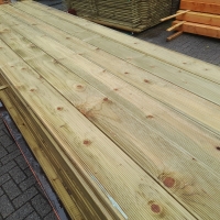 Vlonderplank geimpregneerd - fijne ribbel - 2,8 x 14,5 x 420 cm